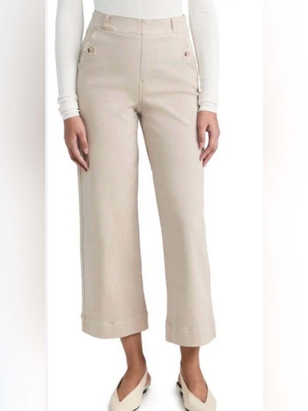 SPANX Beige Cropped Wide-Leg Pants